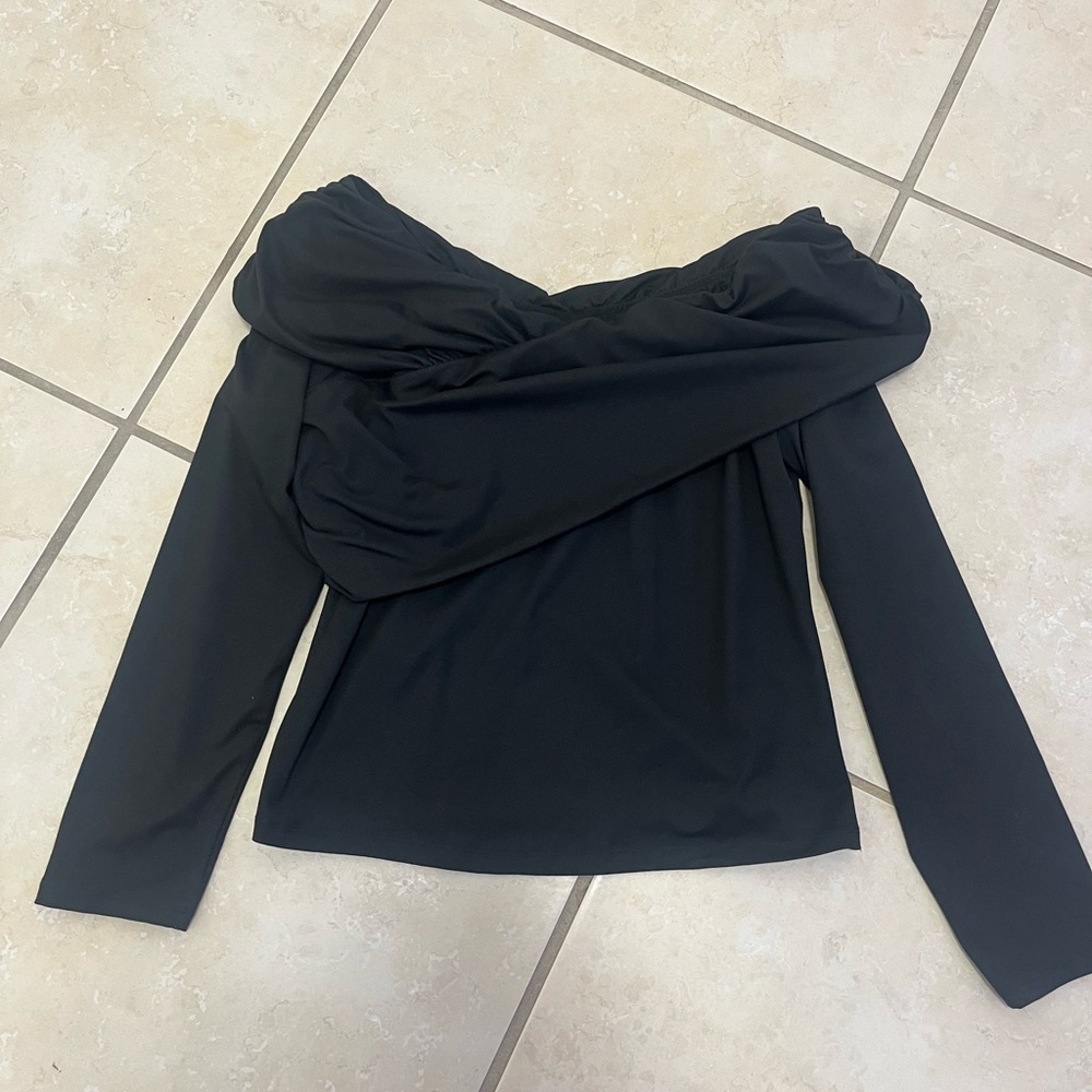 Chic Black Off-Shoulder Women's Blouse